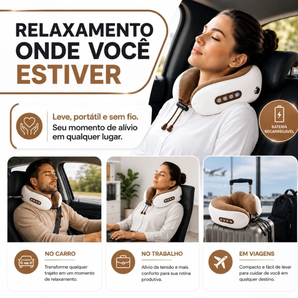 Almofada Massageador Para pescoço - Marrom