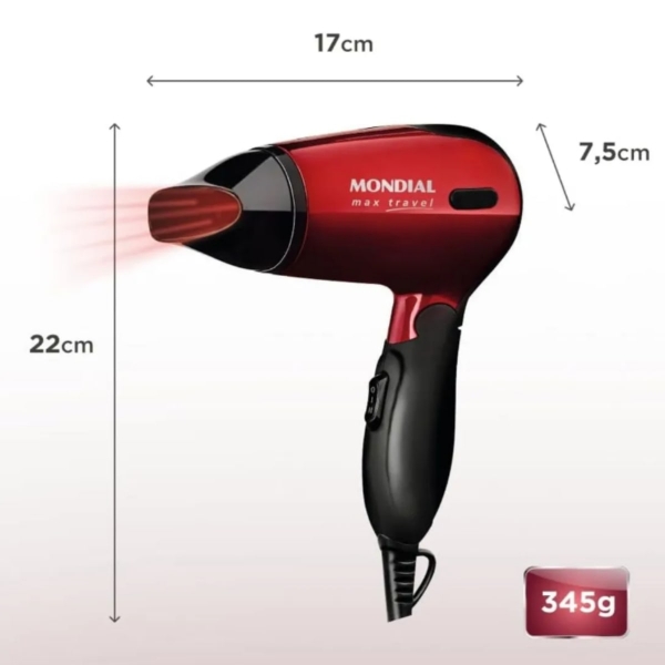 Secador De Cabelo Dobrável 1200w Bivolt Silencioso