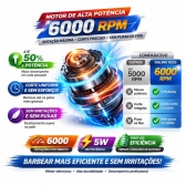 Kit Máquina de Acabamento Profissional 3W + Barbeador Elétrico Shaver 5W Sem Fio com Display LED 3 Pentes USB Lâmina T