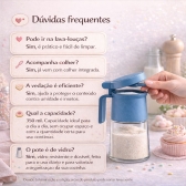 Açucareiro de Vidro 350ml com Tampa Vedada e Colher Azul e Cinza - Azul escuro