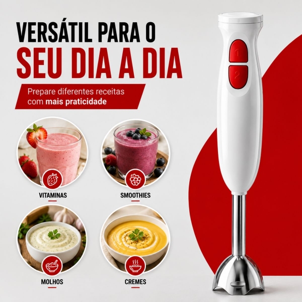Mixer Misturador Elétrico Branco Bak 300w Com 600ml 110v