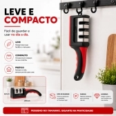 Kit Faca Serrilhada 24cm Inox Profissional Com Afiador 3 Estagios