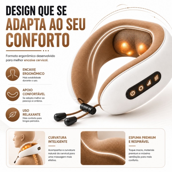 Almofada Massageador Para pescoço - Marrom