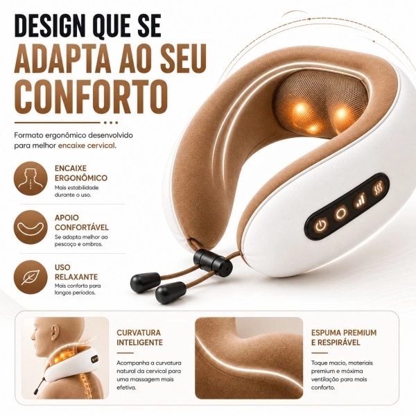 Almofada Massageador Para pescoço - Marrom