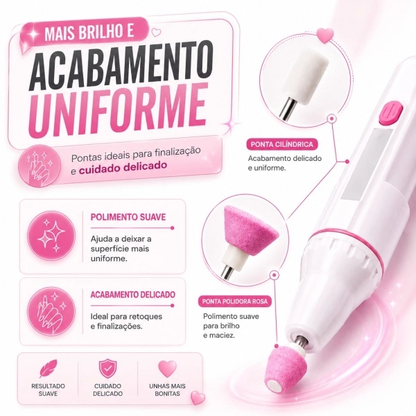 Kit Lixa Elétrica De Unhas 5 Pontas + Manicure Pedicure 7 Em 1 Com Estojo Portátil Completo