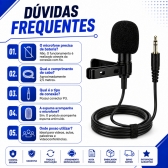 Microfone de Lapela P3 com Fio 2,5m para Celular e PC