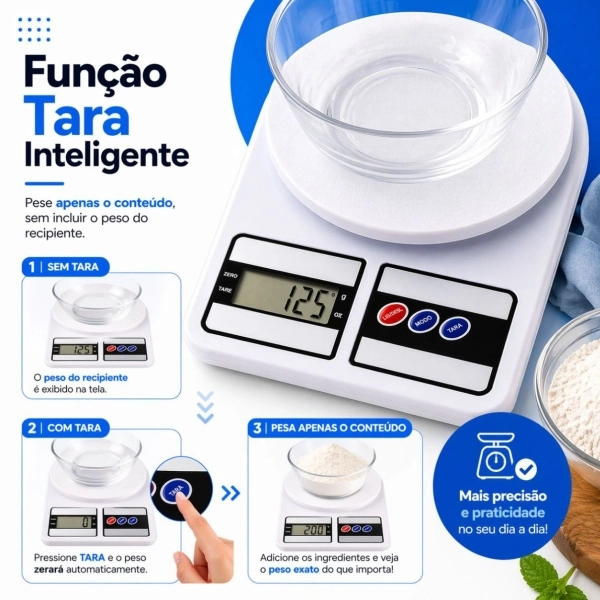 (KT) Kit balança cozinha + faca inox 24cm + amolador de faca