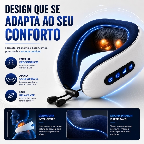 Almofada Massageador Para pescoço - Azul