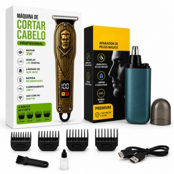 Maquina Cabelo Profissional Com Display Led E Aparador Nariz
