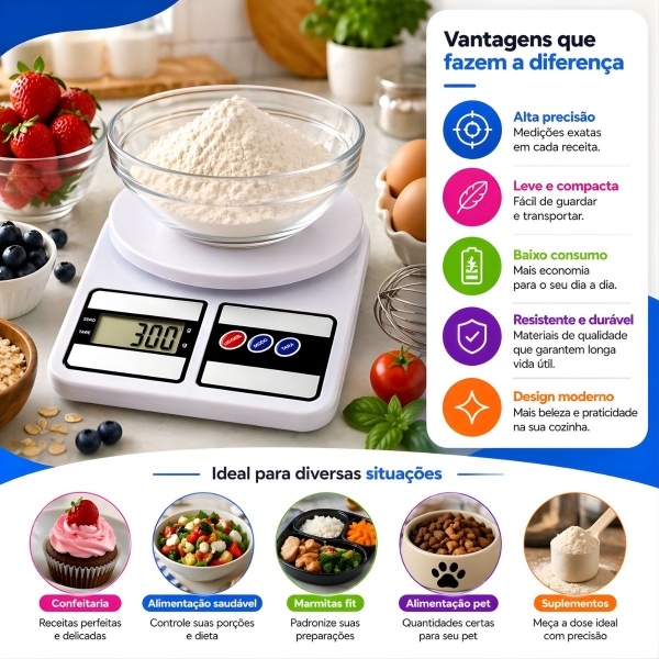 Kit Balança de Cozinha 10kg e Amolador de Facas Profissional