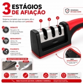 Afiador amolador facas e laminas 3 em 1 profissional