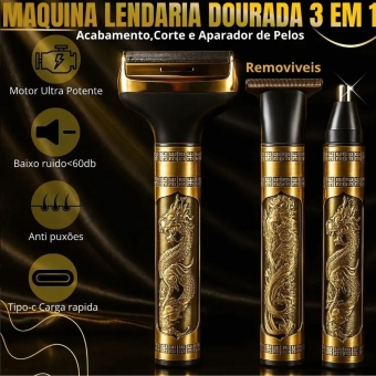 Máquina Dragão 3 Em 1 Para Barba, Bigode E Nariz Silencioso