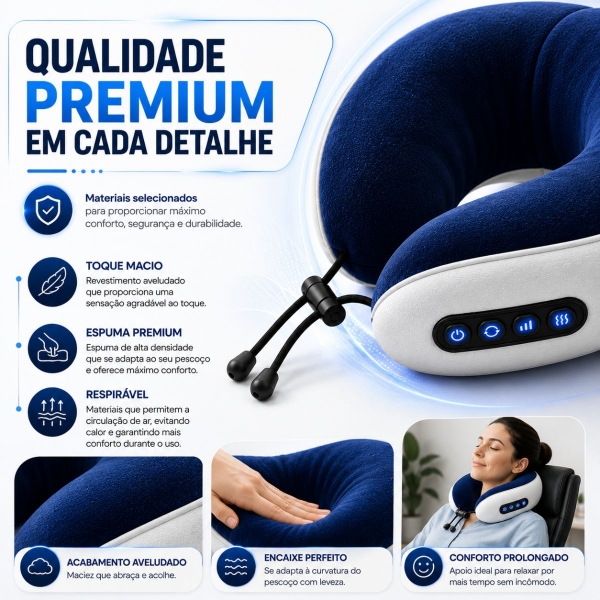 Almofada Massageador Para pescoço - Azul