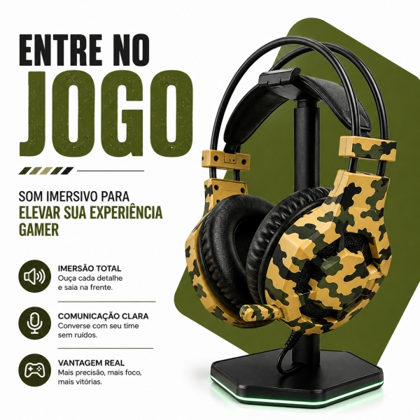 Headset Gamer Fone Com Microfone Driver 40mm P2 2,1m