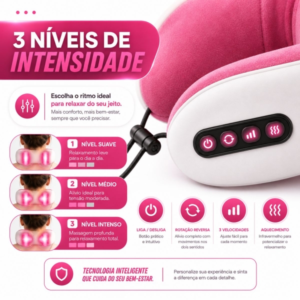 Almofada Massageador Para pescoço - Rosa