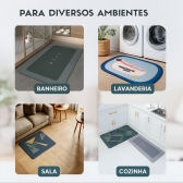 Kit 2 Tapetes Impermeável Antiderrapante Banheiro Cozinha - Redondo/Quadrado