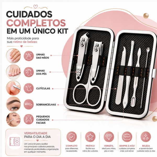 Kit Lixador De Pé Elétrico USB Recarregável Kit Manicure 7 Em 1