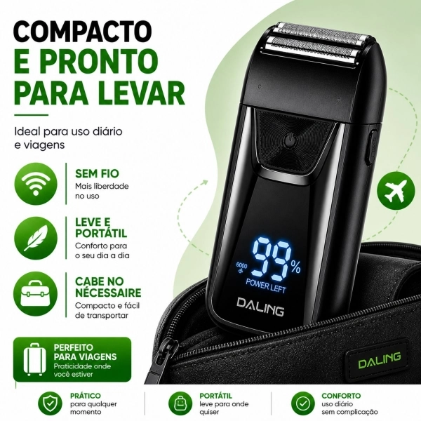 Barbeador Shaver Bivolt 5w Display Led Aparador Pelo Nariz