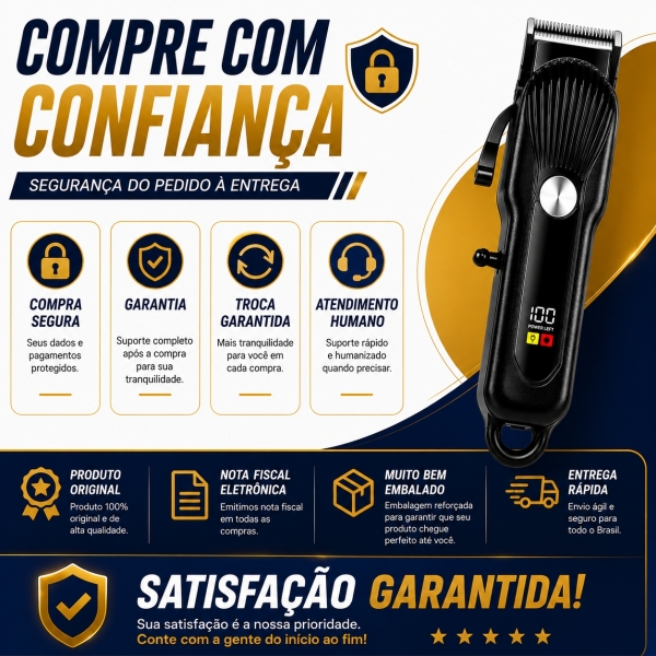 Máquina de Cortar Cabelo Profissional Display Digital 5w