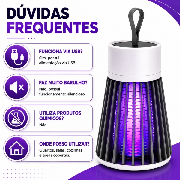 Lâmpada Mata Mosquitos Repelente Elétrico USB Ultravioleta