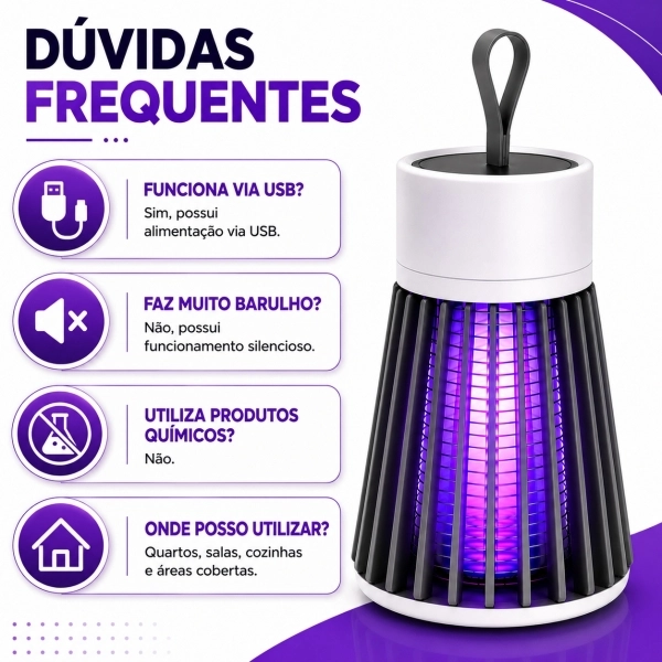 Lâmpada Mata Mosquitos Repelente Elétrico USB Ultravioleta
