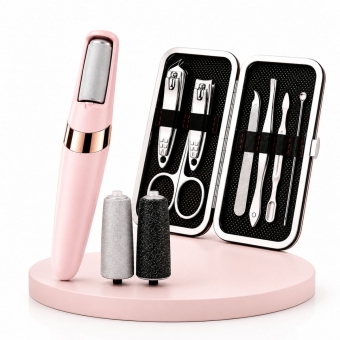 Kit Lixador De Pé Elétrico USB Recarregável Kit Manicure 7 Em 1