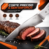 Kit Churrasco Profissional 3 Peças Faca Garfo Chaira Aço Inox