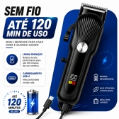 Máquina de Cortar Cabelo Profissional Display Digital 5w